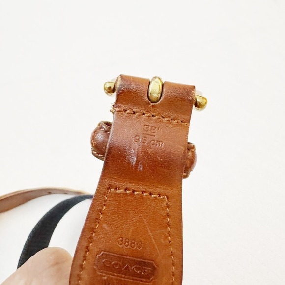Coach Canvas Leather Accent Belt Brass Buckles 38” - Picture 5 of 5